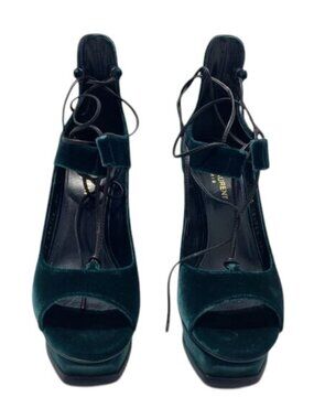 SAINT LAURENT Velluto Master Platform Heels – Women’s Size 8.5 – Emerald